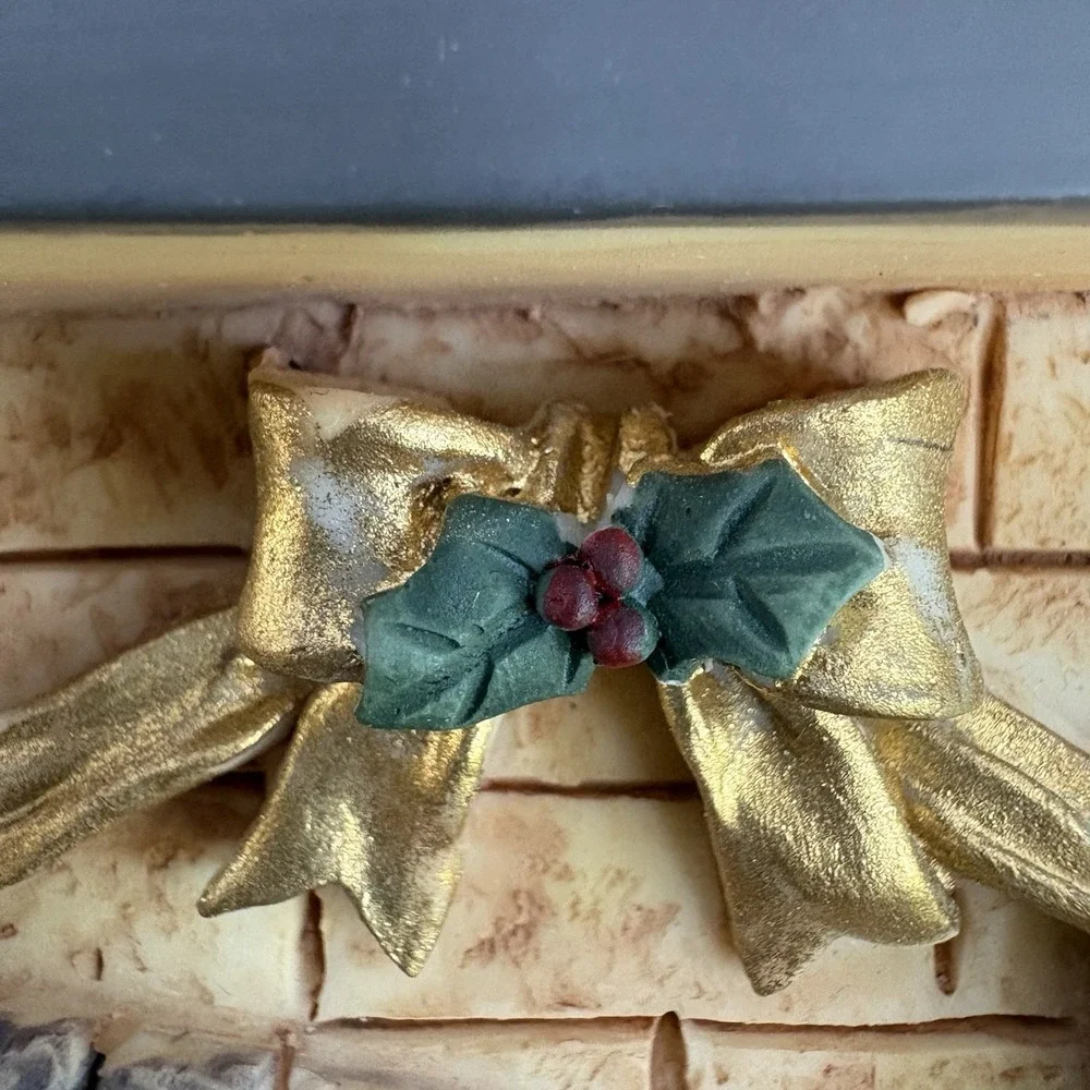 Vintage Christmas Fireplace Resin Picture Frame 5x7 Holiday Photo Frame Decor